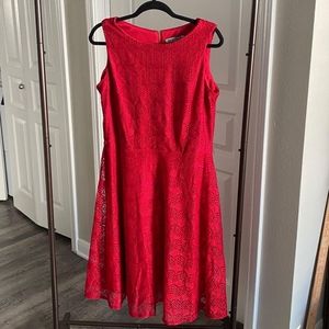 Danny & Nicole Red Lace Fit & Flare Holiday Dress 14